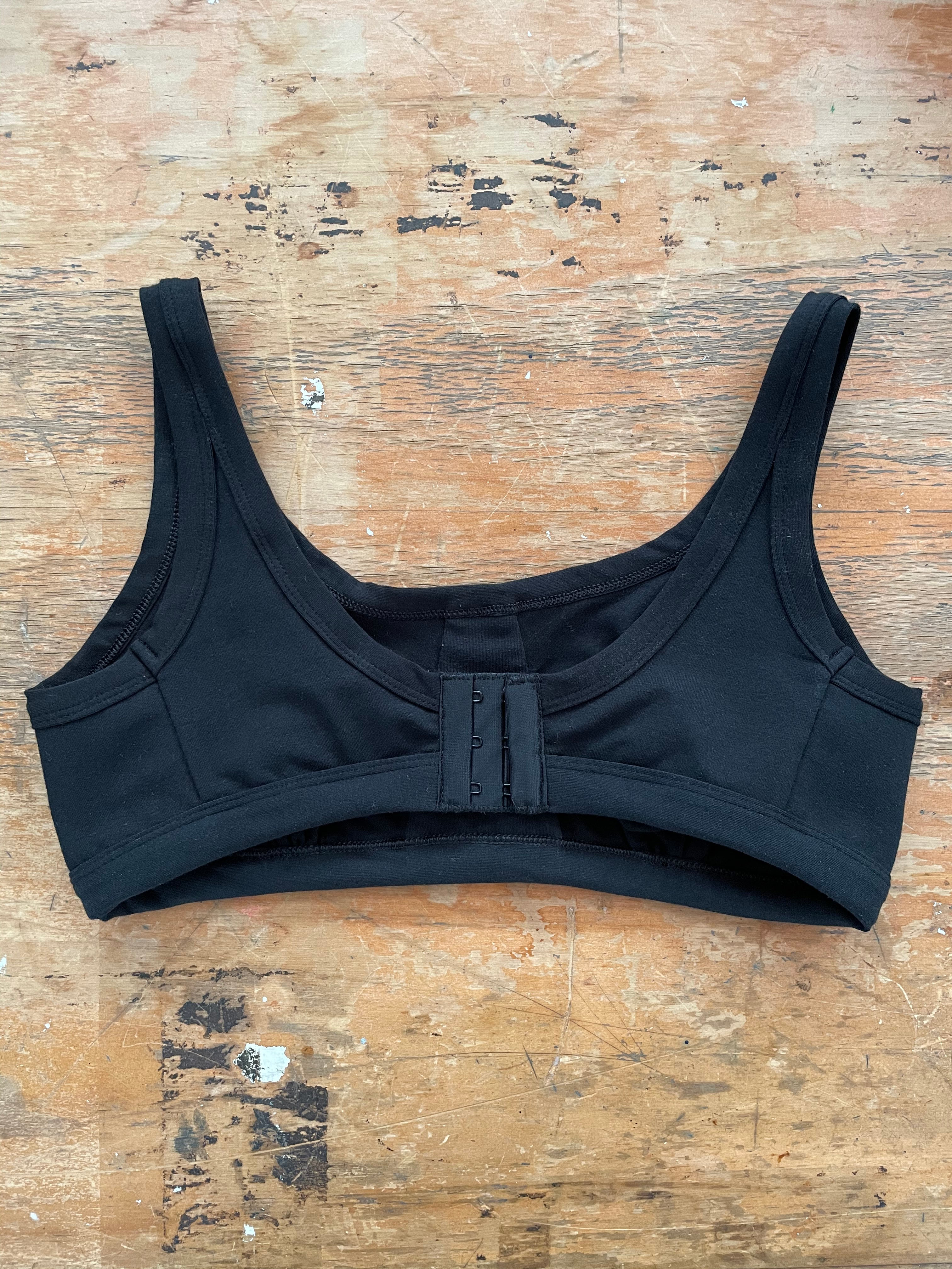 Bra Crop laid flat on table showing back fastening