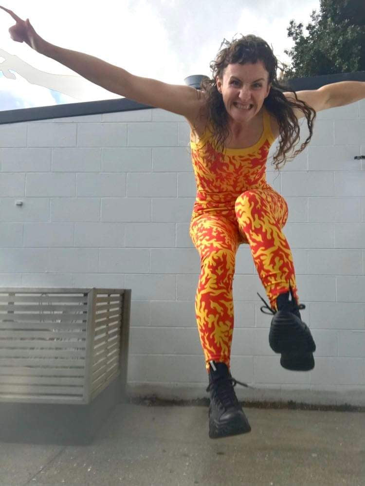 Long Tights Flames on a person jumping