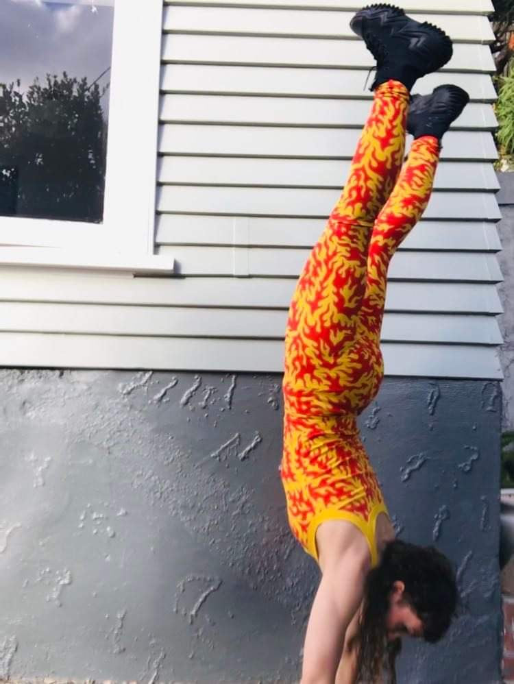 Long Tights on person doing handstand