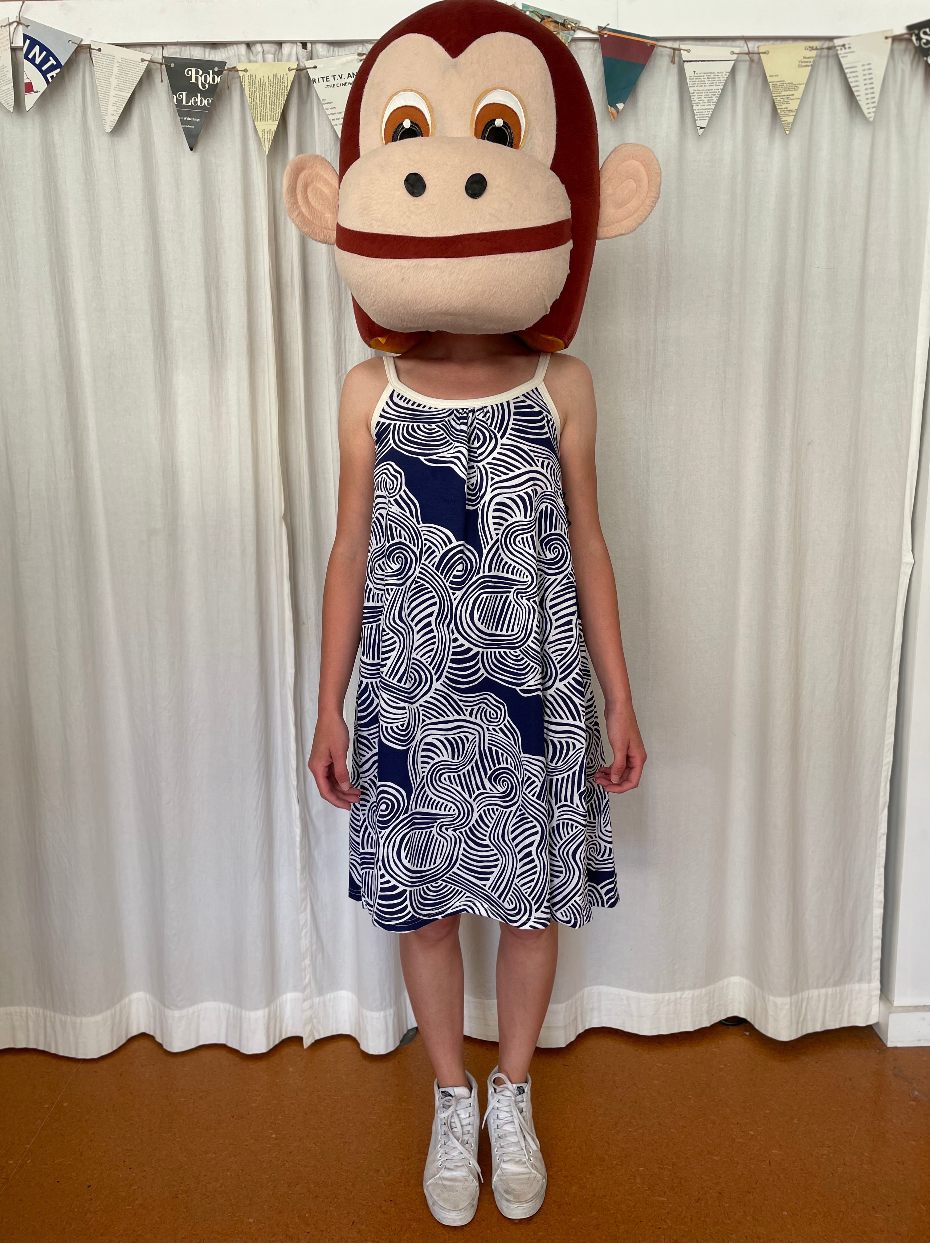Cotton Cami Dress on person with monkey head