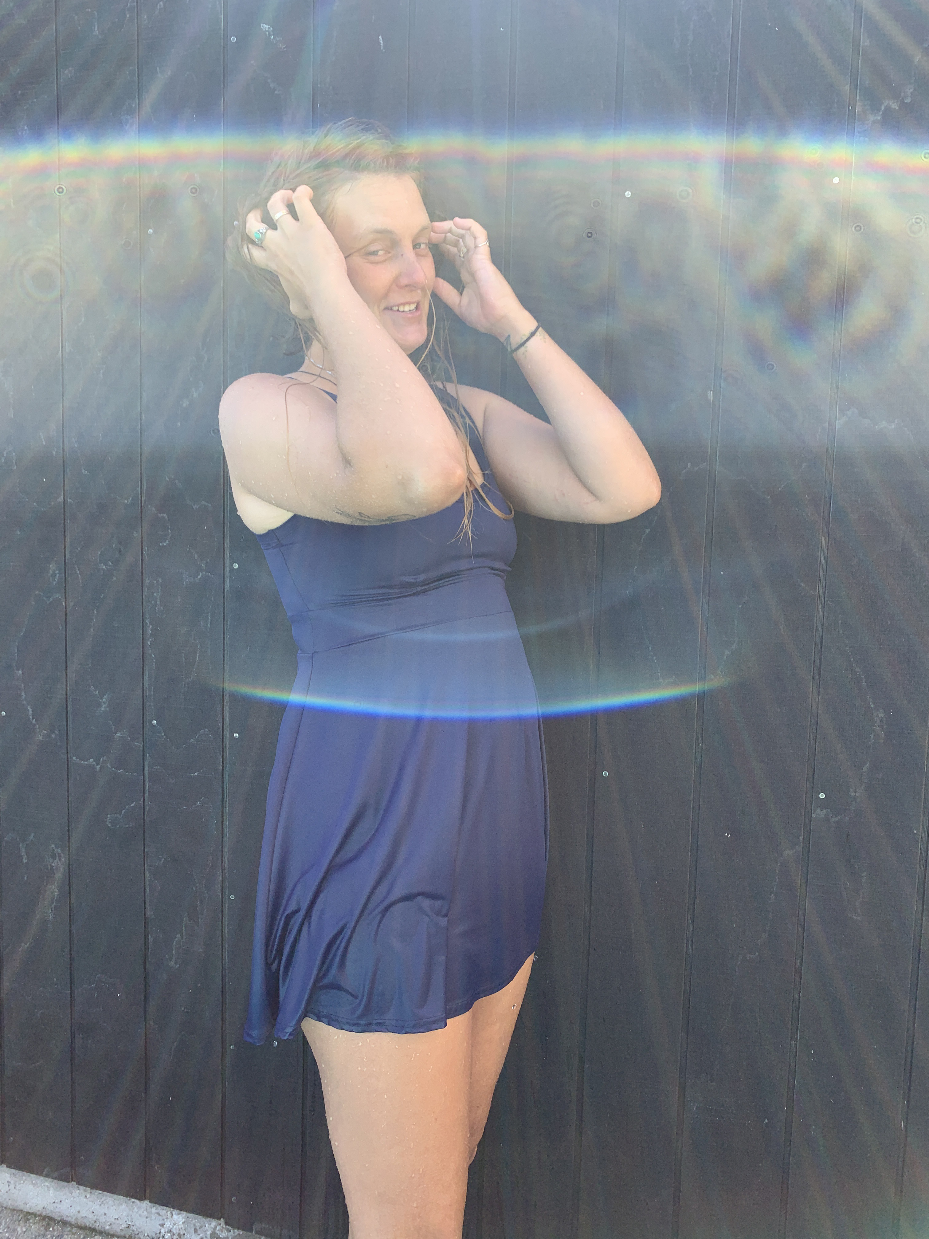 Flared Swim Dress on person after a swim