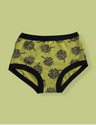 Pair of underwear with artichoke pattern on a light green background