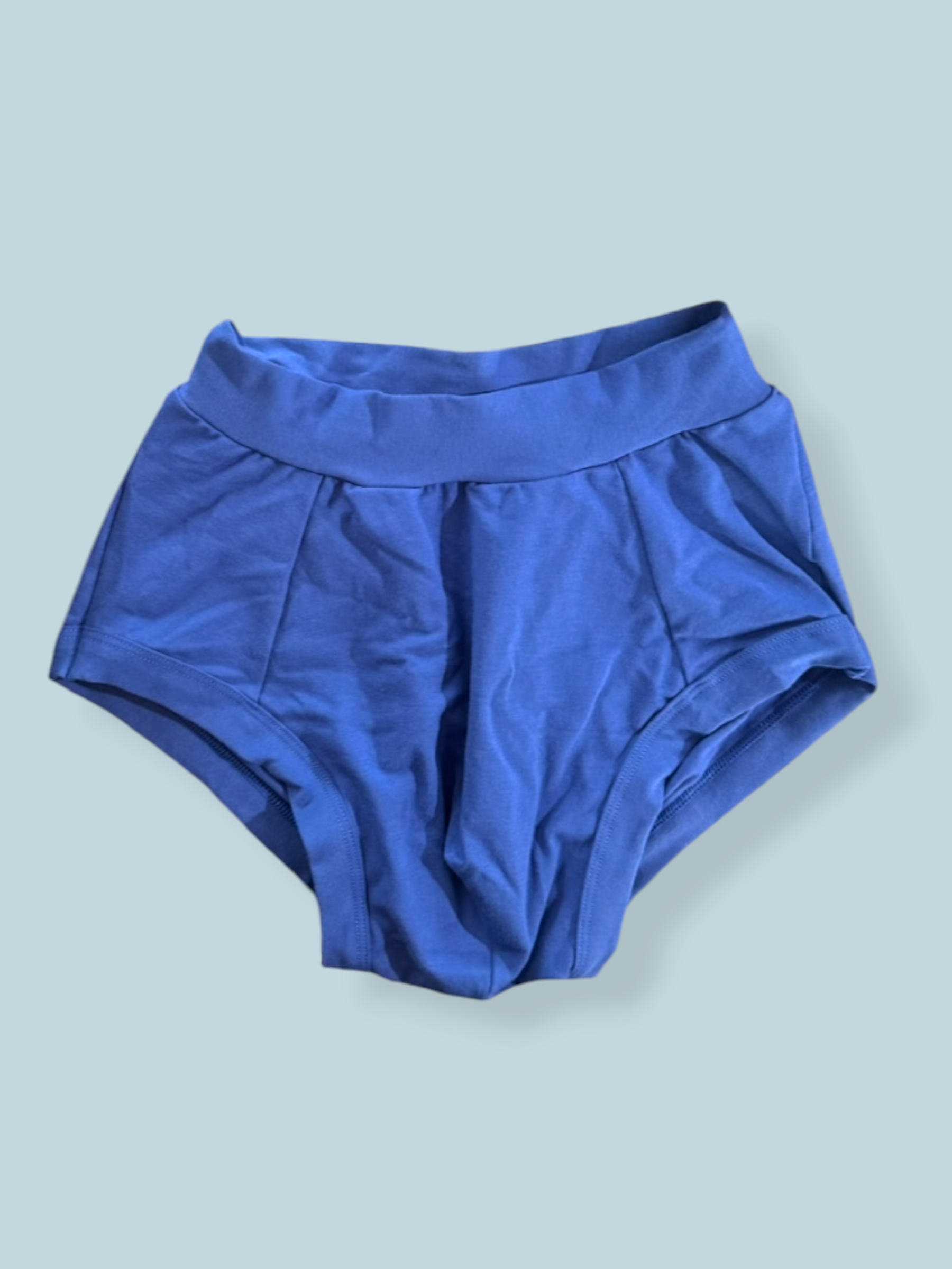 Blue underwear on a light blue background