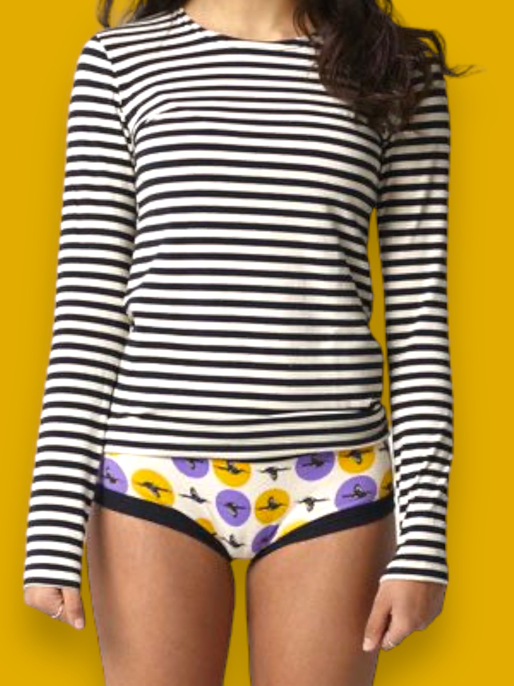 Shaped LS Tee Liquorice on person