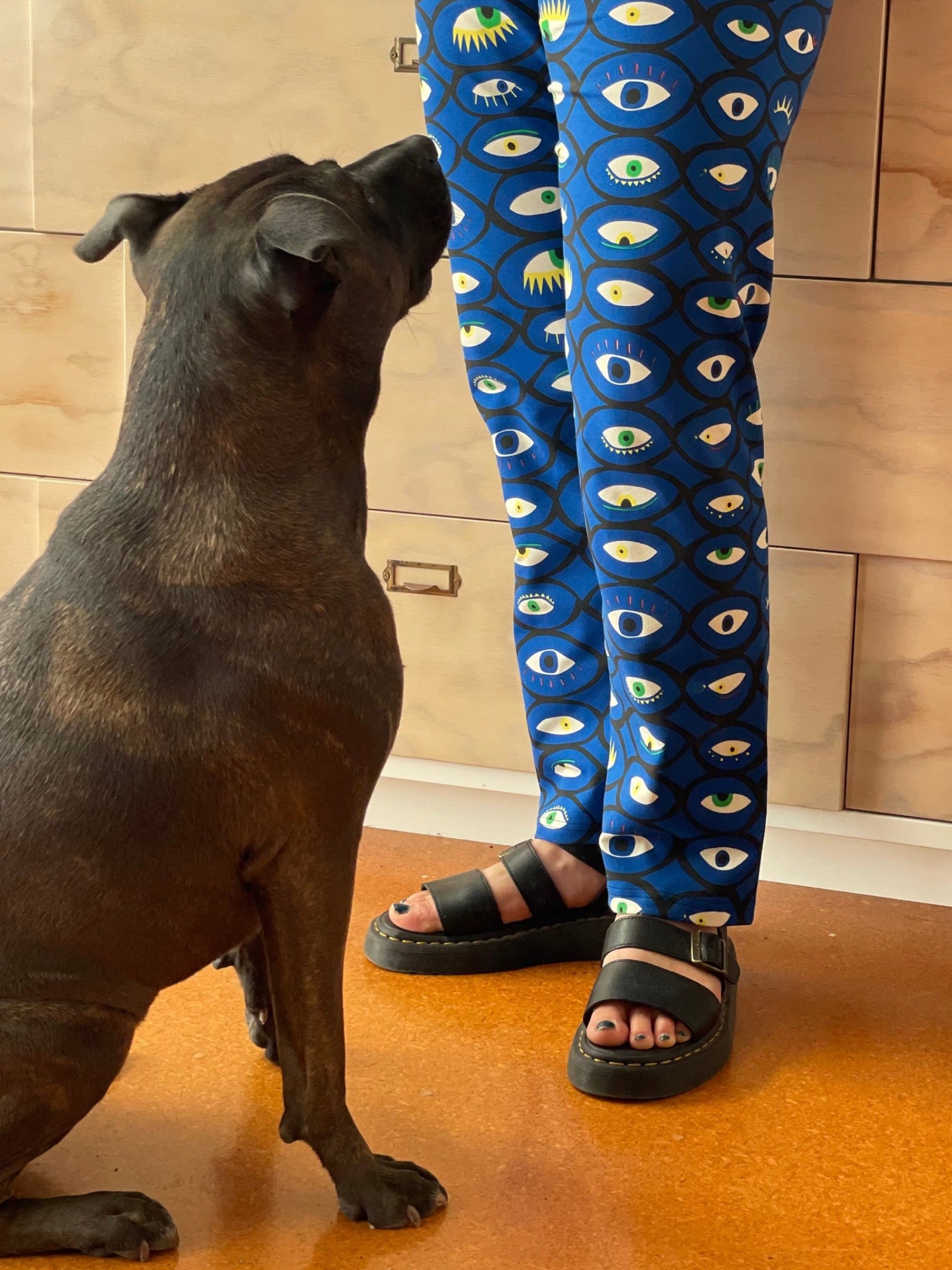 Straight Leg Pants on person standing with dog